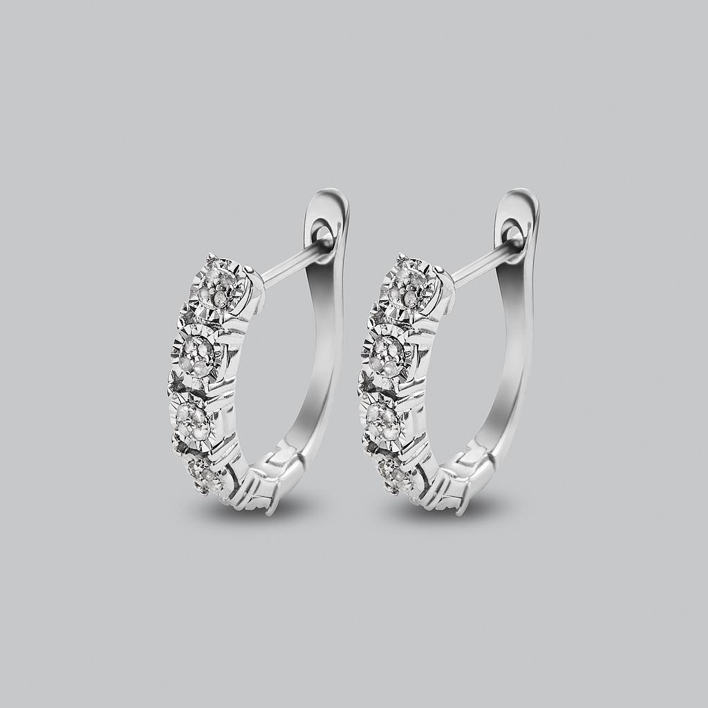 V5451, Earrings Silver 925, White Diamond 1.5mm