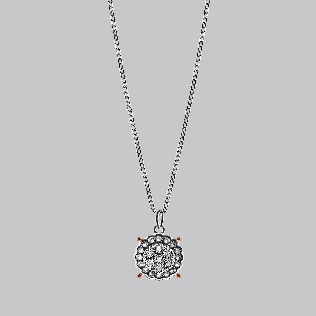 N5321, Necklace Silver 925, White Topaz 1.5mm, White Diamond 1mm