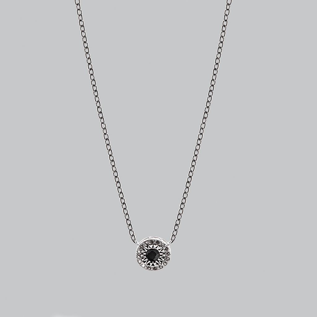 N5318, Necklace Silver 925, Black Sapphire 2.5mm , White Topaz 1mm