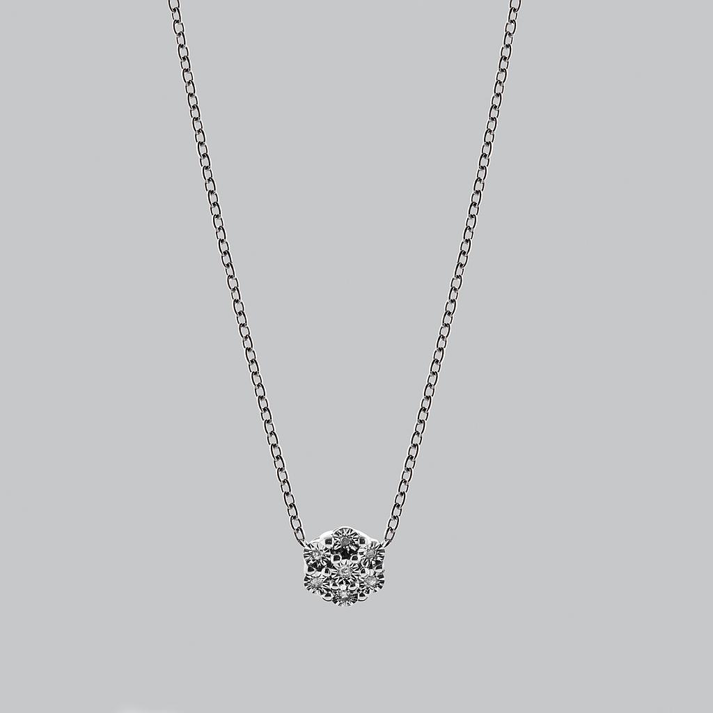 N5320, Necklace Silver 925, White Diamond 1mm