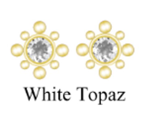 V5877,Silver 925,White Topaz,Gold Plated 0.5mic 18K