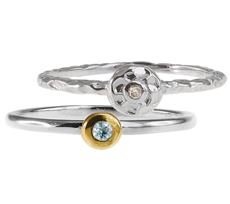 U3756, Ring Silver 925,  Diamond,  Aquamarine,  IPGold