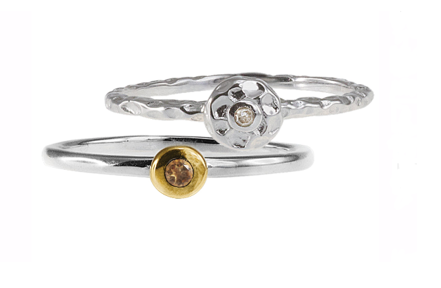 U3764, Ring Silver 925,  Diamond, Citrine,  IPGold