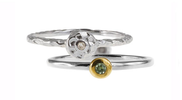 U3761, Ring Silver 925,  Diamond,  Peridot,  IPGold