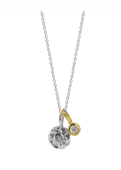 N4892, Necklace Silver 925, Diamond , Moonstone