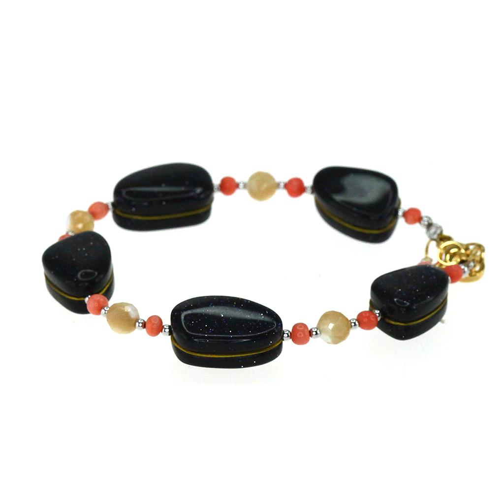 B2471, Bracelet Silver,  Fire stone,  Coral
