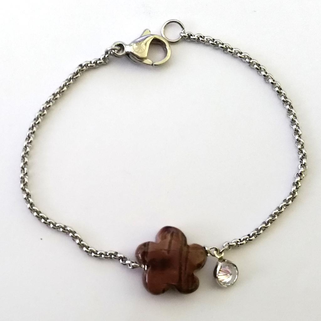 B2422, Bracelet S. Steel 316L,  jasper flower