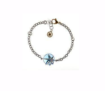 B2060, Bracelet SteelandSilver CZ ,  blue crystal