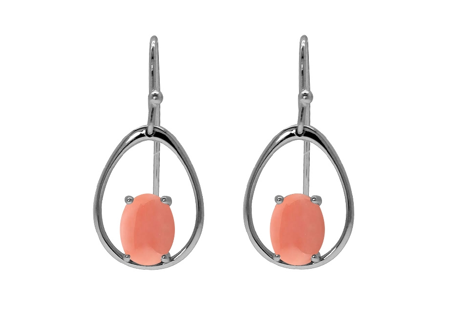 V5430, Earrings Silver 925,  Red Coral