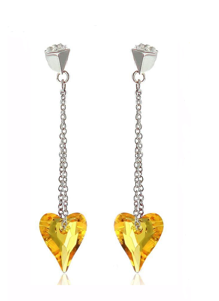 V3319, Earrings Silver 925 ,  Sunflower color Crystal