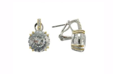 V4740, Earrings Silver 925,  White CZ,  IPGold