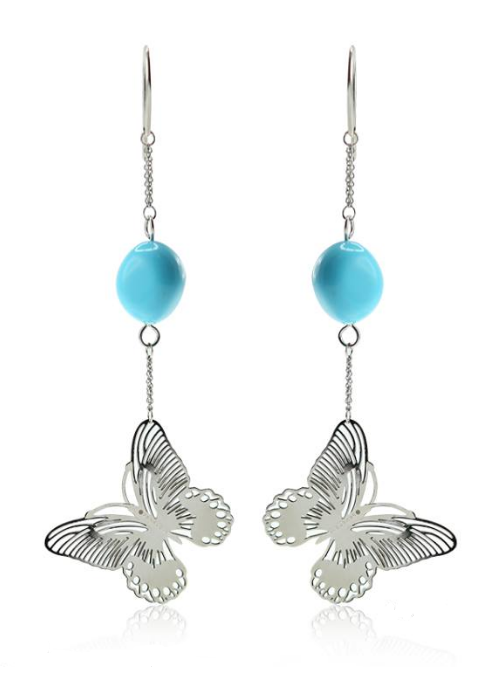 V3253, Earrings S. Steel 316L,  Tourquise Enamel