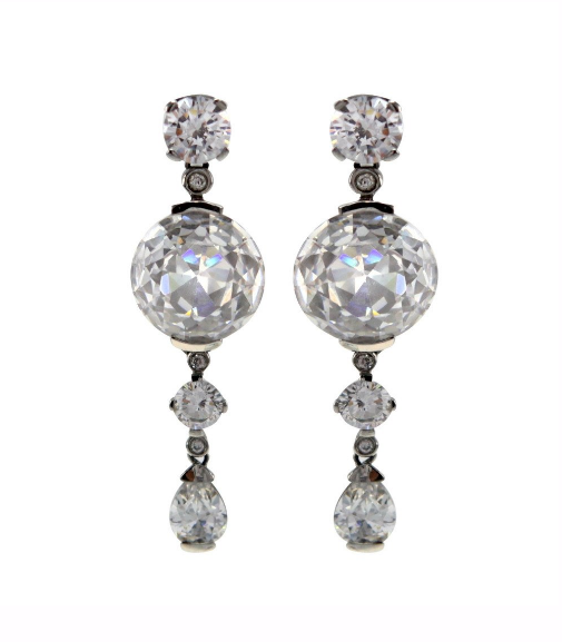 V3424, Earrings S. Steel 316L,  White Zircone,  S. Steel Collection