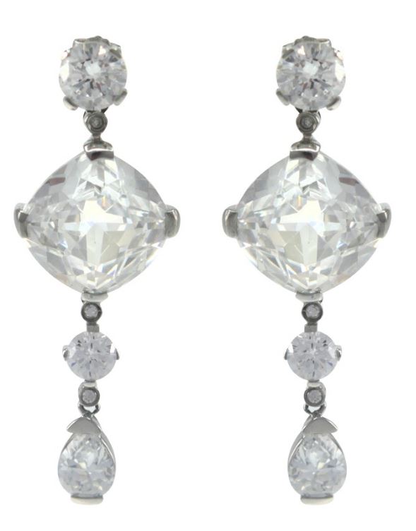 V3426, Earrings S. Steel 316L,  White Zircone,  S. Steel Collection