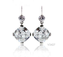 V3427, Earrings S. Steel 316L,  White Zircone,  S. Steel Collection