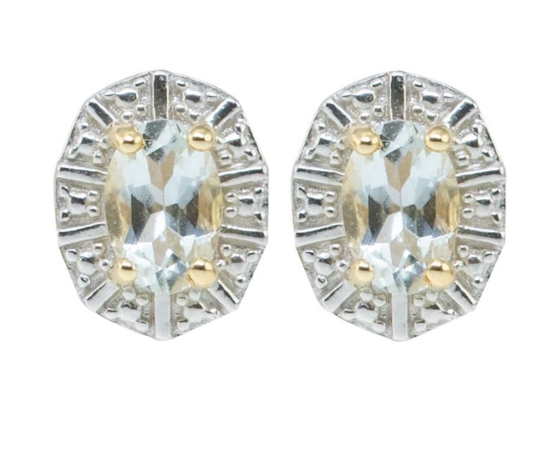 V4841, Earrings Sterling Silver 925,  Aquamarine
