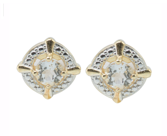 V4845, Earrings Sterling Silver 925,  White Topaz