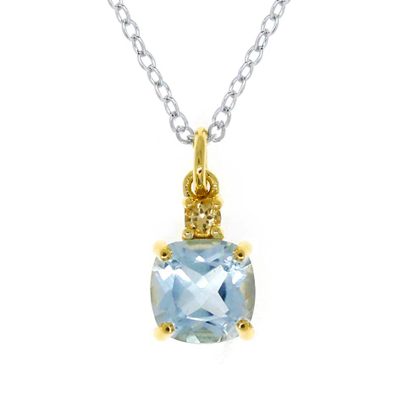 N5213, Necklace Silver 925, Citrine, Sky Blue Topaz, IPGold