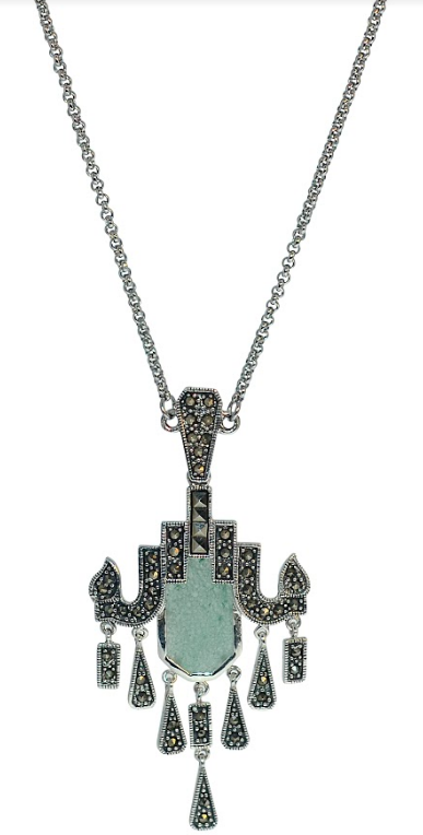 N3916, Necklace Silver. 925,  Marcasite,  Smeralde Stone