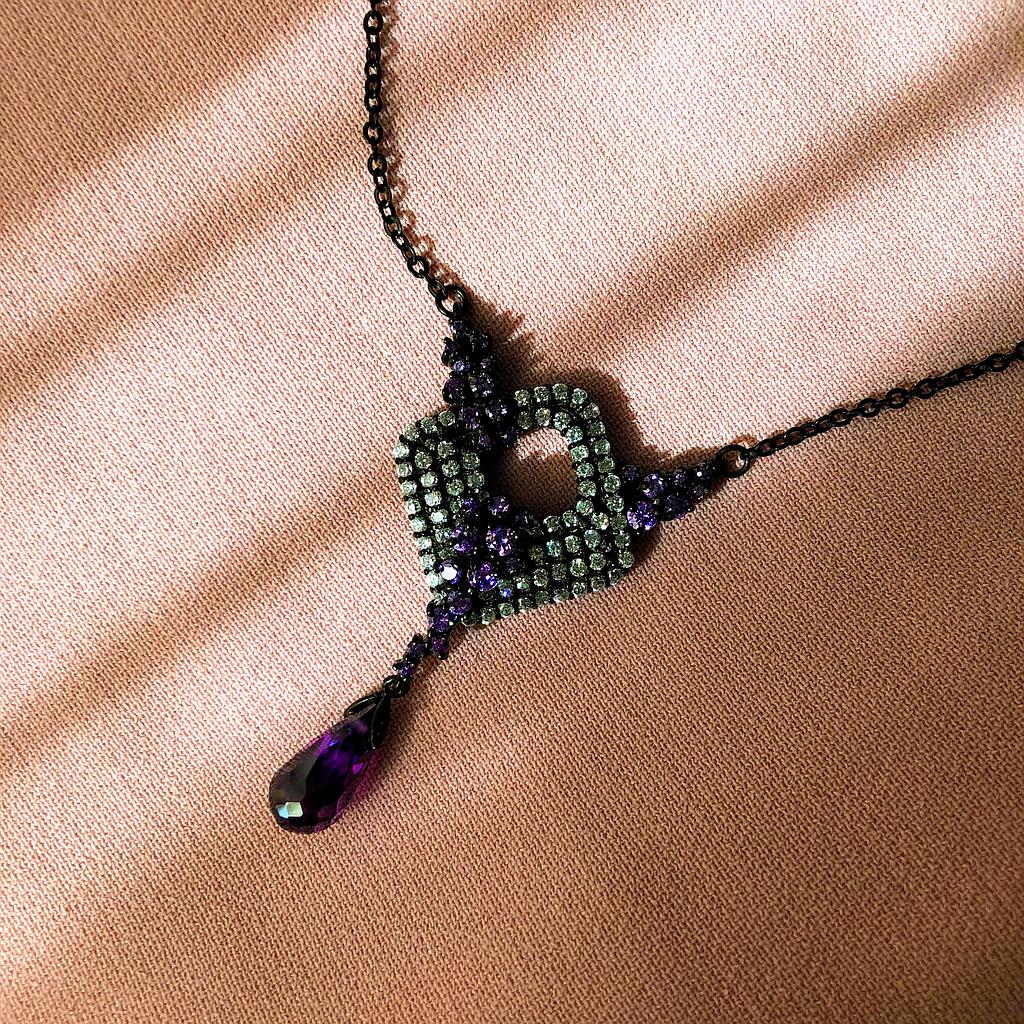 N2610, Necklace Silver. 925,  Violet Zircon,  IPB
