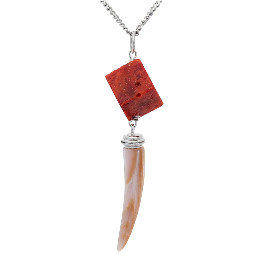 N4786, Necklace S. Steel 316L,  Coral