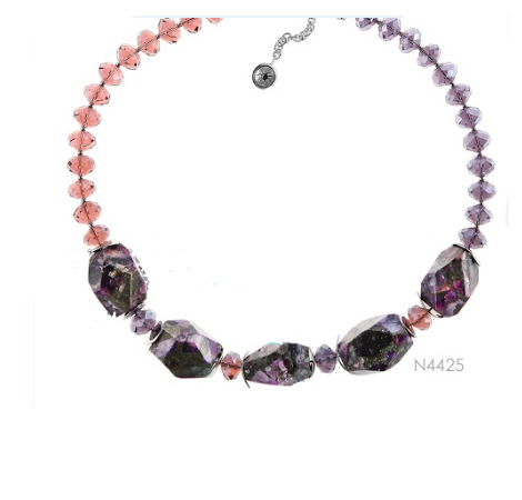 N4425, Necklace S. Steel 316L,  Imperial taper rainbow,  Crystal