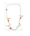 N3069, Necklace S. Steel 316L,  IPG,  Salmon Enamel Stone