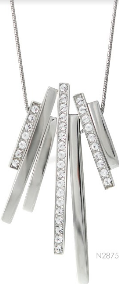 N2875, Necklace S. Steel 316L,  White Crystal