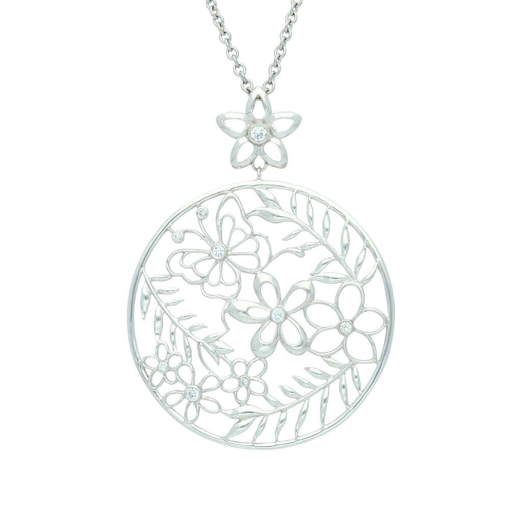 N3771, Necklace  S. Steel,   Silver. 925,   White Zircon