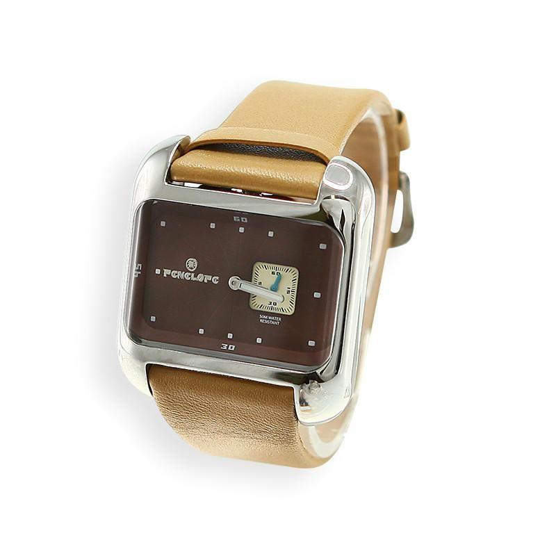 PE197MS, Watches S. Steel Quartz, beige leather strap