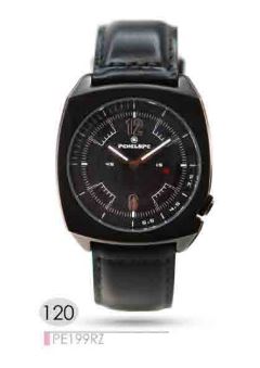 PE199RZ, Watches S. Steel Quartz, IPBlack case, black leather strap 