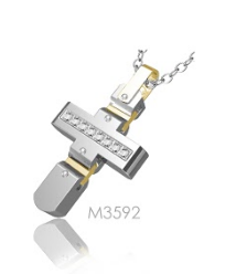 M3592, Pendant S. Steel 316L,  Gold Plated Crystal,  Men's Collection
