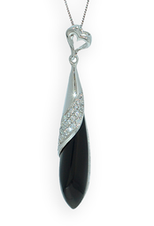 [M2880 Silver & Stones,] M2880, Pendant Silver 925 & Onyx,  Midnight Collection