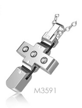 [M3591 Men's Collection] M3591, Pendant S. Steel 316L,  Black & Gold Plated & Crystal,  Men's Collection