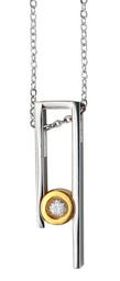 [M3191 Stainless Steel] M3191, Pendant S. Steel 316L,  Gold Plated & Zircon,  S. Steel Collection