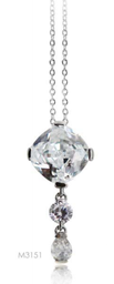 [M3151 Stainless Steel] M3151, Pendant S. Steel 316L,  White Zircone,  S. Steel Collection