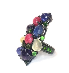 [U3977 Limited Edition] U3977, Ring Silver 925, Amethyst, Tanzanite,  Moonstone, Turmaline, Turqoize, Chrome Diopsine