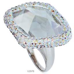 [U2978 Shining Crystals] U2978, Ring Silver. 925,  Aurora Borale Crystal