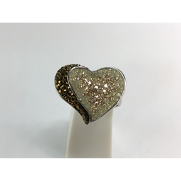 [U3100 Shining Crystals] U3100, Ring Silver. 925,  Dorado&Golden Shadow Crystal