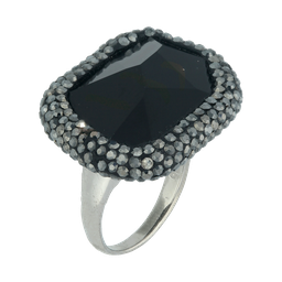 U2977, Ring Silver. 925,   Jet Crystal,  Jet Hematite