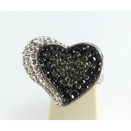 [U3099 Shining Crystals] U3099, Ring Silver. 925,  Jet Hematite Crystal