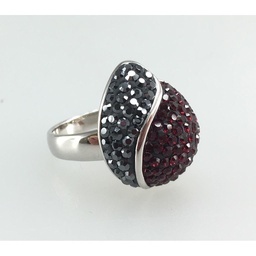 [U3095 Shining Crystals] U3095, Ring Silver. 925,  Jet Hematite&Siam Crystal