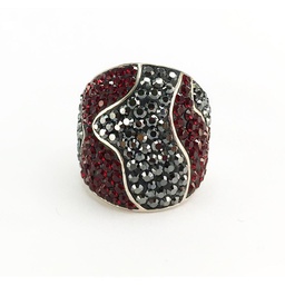 [U3007 Shining Crystals] U3007, Ring Silver. 925,  Light Siam Crystal ,  Jet Hematite