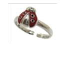 [U3227 Kids] Ring Silver. 925, Red & Black Enamel