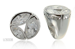 [U3008 Silver & Stones,] U3008, Ring Silver. 925,  White Zircone Rhodium Plated,  Simplicity Collection