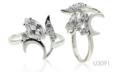 [U3091 Silver & Stones,] U3091, Ring Silver. 925,  White Zircone,  Simplicity Collection