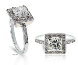 [U3089 Engagement Ring] U3089, Ring Silver Rings 925,  Micro Pave Seling Cubic Zircon,  Rhodium Plated,  Simplicity Collection