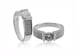 [U3085 Engagement Ring] U3085, Ring Silver Rings 925,  Micro Pave Setting,  Cubic Zircon,  Rhodium Plated,  Simplicity Collection