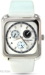 [PE193W Watches] PE193W, Watches S. Steel Quartz ,  white case,  white leather strap