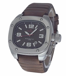 [PE155B Watches] PE155B, Watches S. Steel 316L,  gray case,  brown leather band